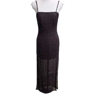 Cache Vintage Full Beaded Side Split Gown‎ Sz 6